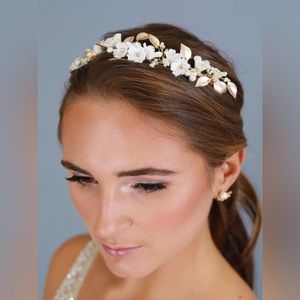Floral Bridal Hair Comb Vine Headband Flower Crown for Wedding Festival